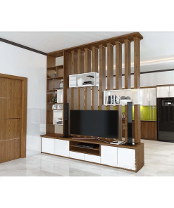 Vách Ngăn Lam Gỗ Phòng Khách Kết Hợp Kệ Tivi Đẹp