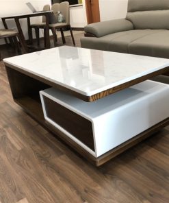 Bàn trà sofa gỗ sồi mặt đá – SV BSFDK15
