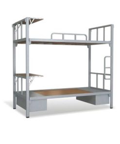 Giường tầng sắt có bàn học và hộc – GT 01